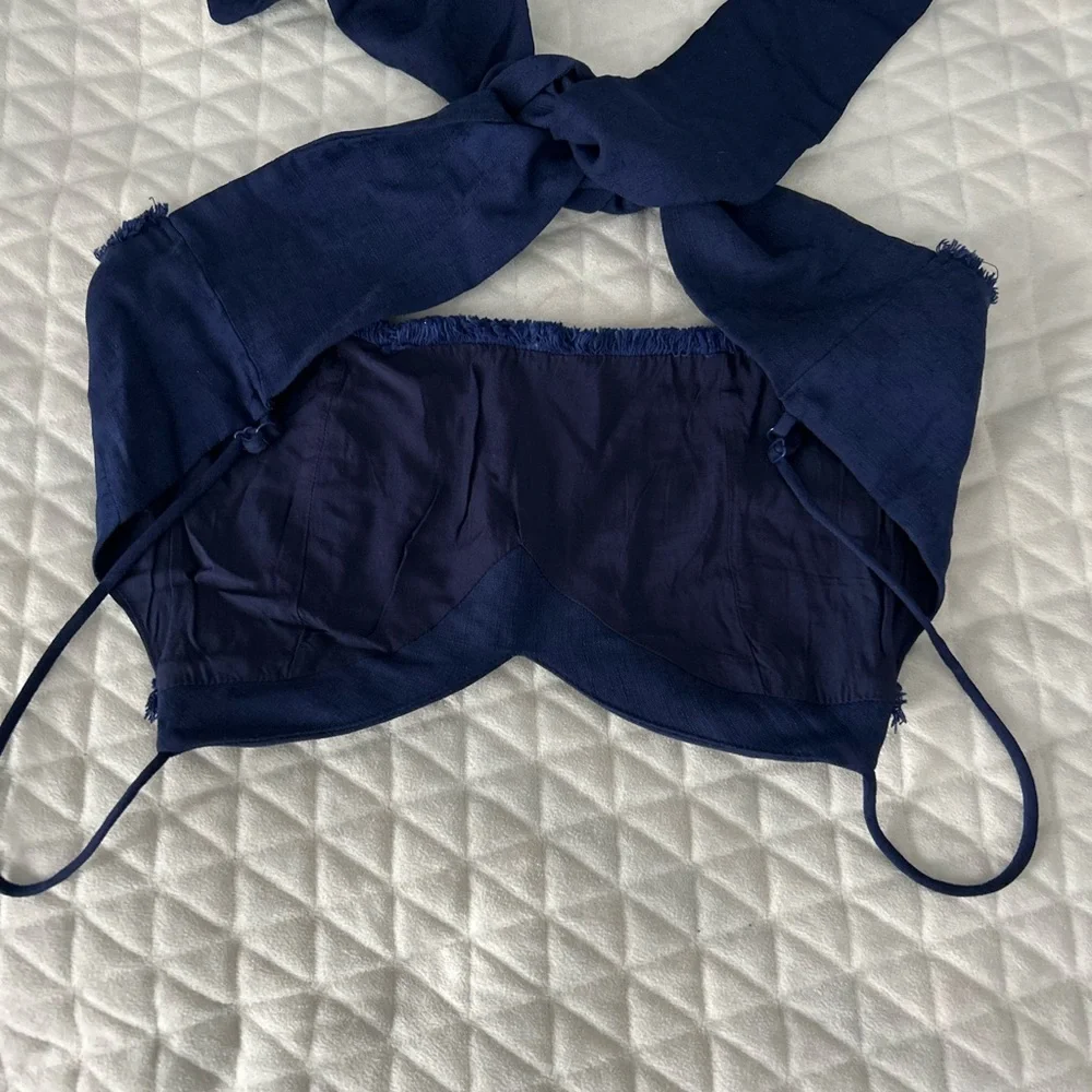 🛍️ Blue Blush Navy Bandeau with Frill Detail